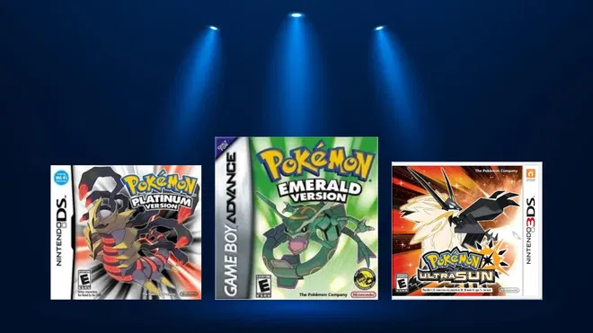 Pokemon Platinum, Emerald, and Ultra Sun Fan Art